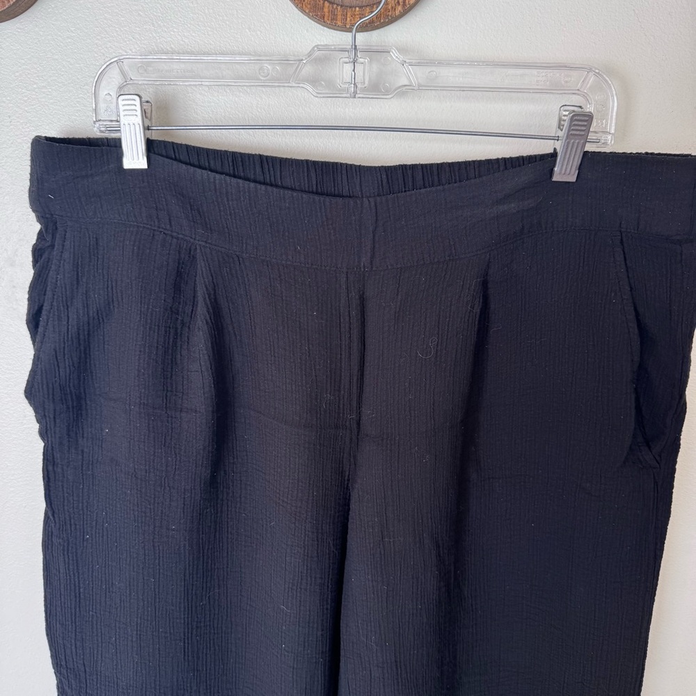 a new day black gauze pleated pull on wide leg pants size XL - Picture 3 of 6